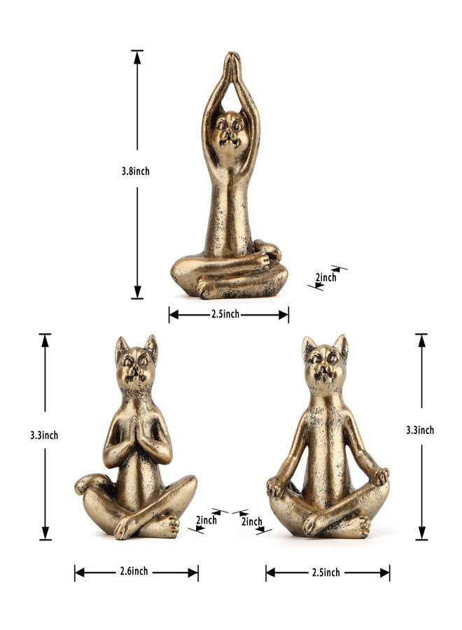 Smadeer Yoga Cat Statues for Home Decor Accents,Yoga Pose Figurine for Zen Spiritual Bedroom Living Room Office Table Desk Modern Boho Decoration,Meditation Shelf Decor Accents Antique Bronze Gift - Image 2
